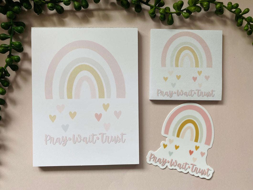 “Pray Wait Trust” Notepad & Sticker Set